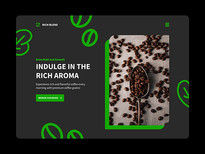 Rich Blend Landing Page coffee coffee beans dark design graphic design landing page minimalistic ui web website
