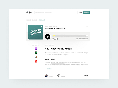 #Exploration - Detail page podcast episode podcast podcast episode ui ui design web web design webdesign