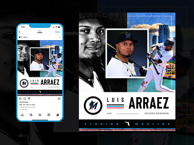 MLB Social Card Concept - Arraez baseball cards carousel design grid grid layout instagram interface mlb mockup social sports ui ux web design