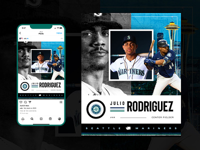 MLB Social Card Concept - Rodriguez cards carousel design grid grid layout instagram interface mlb mockup social sports ui ux web design