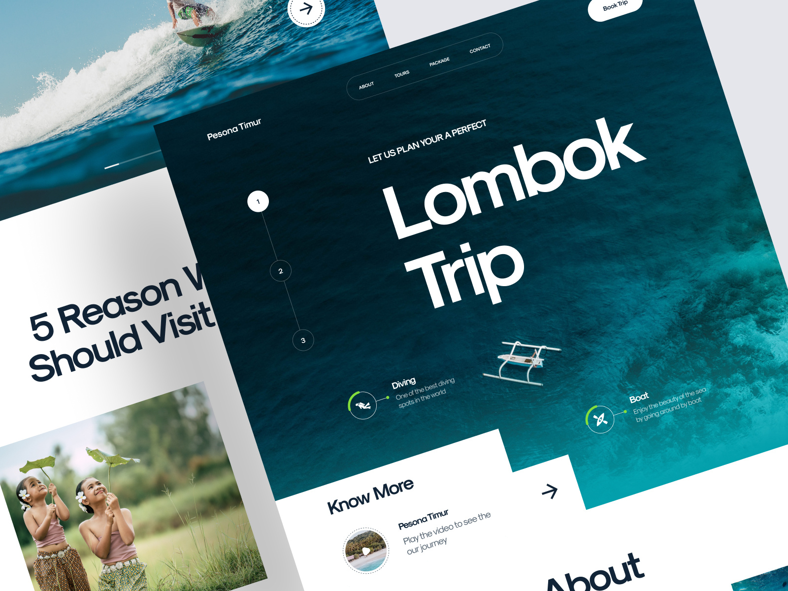 Pesona Timur - Explore Lombok Landing Page clean holiday landing page lombok island minimalist nusa tenggara open trip tour package tourism travel travel agency travel landing page travel web travelling trip ui ui design ux vacation web design