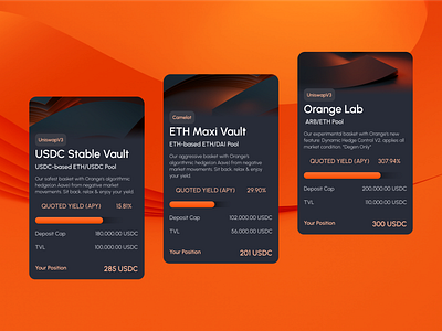 Orange Finance - UI brand identity branding crypto design dex graphic design illustration liquidity logo startup ui uniswap ux vector web3
