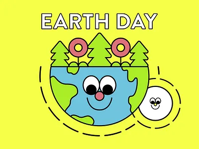 Earth Day 2023 design earth flat graphic design icon illustration logo minimal planet retro trees vector