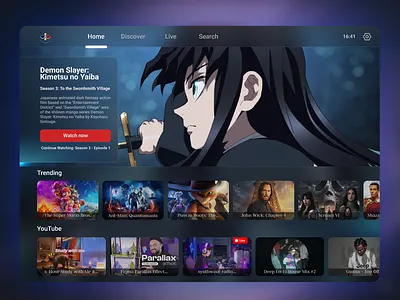 Daily UI, Day 025: Smart TV App app branding dailyui demon demon slayer design logo slayer smart smart tv smart tv app tv tv app ui ux