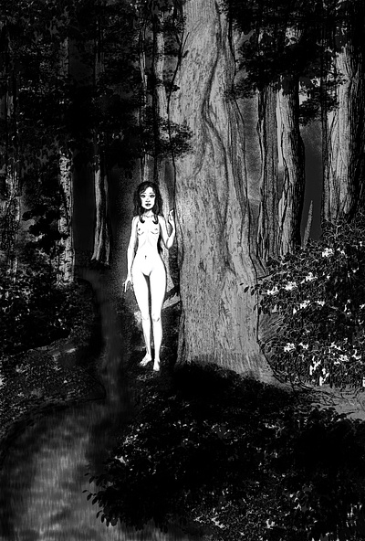 Muse art blackandwhite blackwhite bookgraphic character creepy digitalart forest horror illustration nature people raster graphics