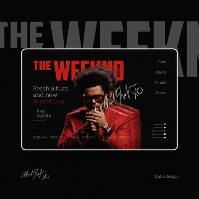 The Weeknd hero section design graphic design landing ui ux