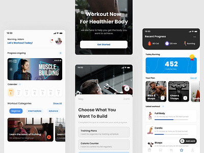 Design UI Workout Progress body branding color day design doctor fitness graphic design gym healthprogress heathy landing page progress running start page ui ux working workout yoga