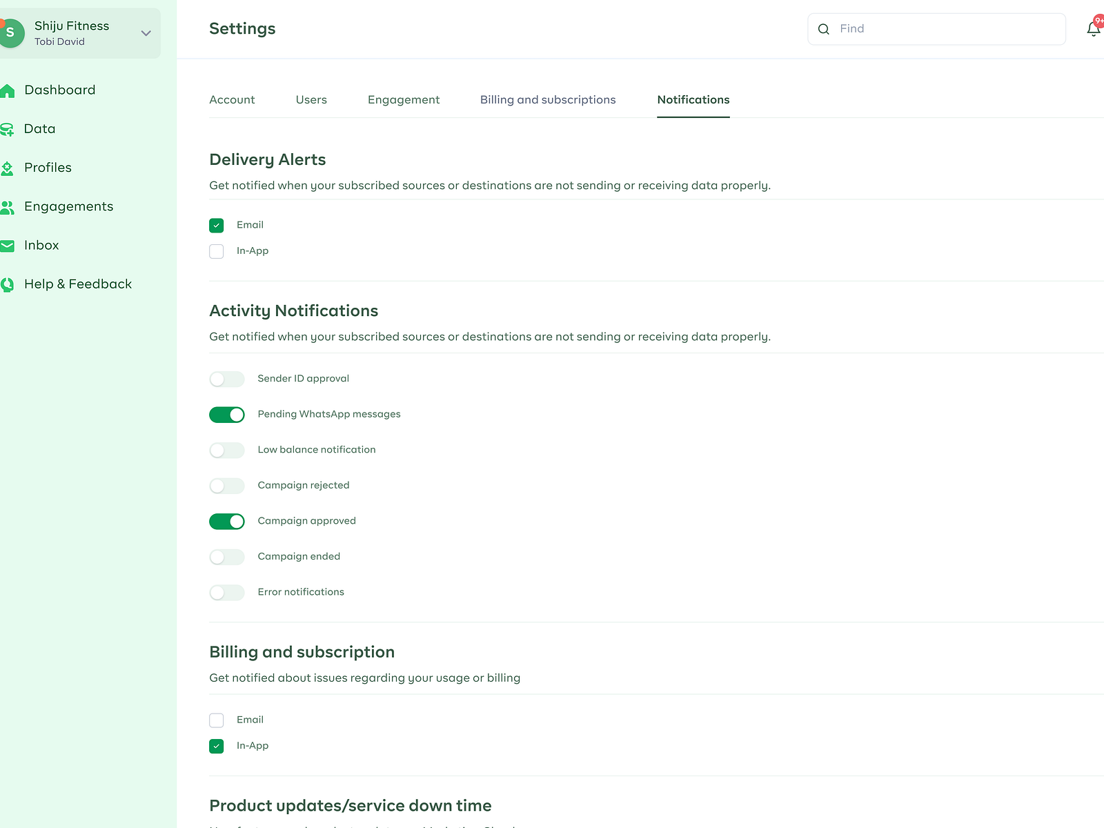 Notification Settings for CDP by Ogunyinka Oluwatobi David on Dribbble