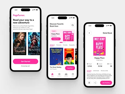 PageTurner - Book Reader App app book book app clean design e book ebook minimal minimalist mobile mobile app mobile design modern read reader app reading reading app reading book ui ux