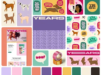 Years Visual Identity brand branding colour cute design dogs hand drawn hand lettering illustration logo presentation type typography ui vector web design