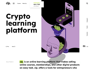 CLP website design animation bitcoin coin crypto cryptowebsite design eth etherium inter interaction landing landing page landing page design motion motion design nft ui ux website website design