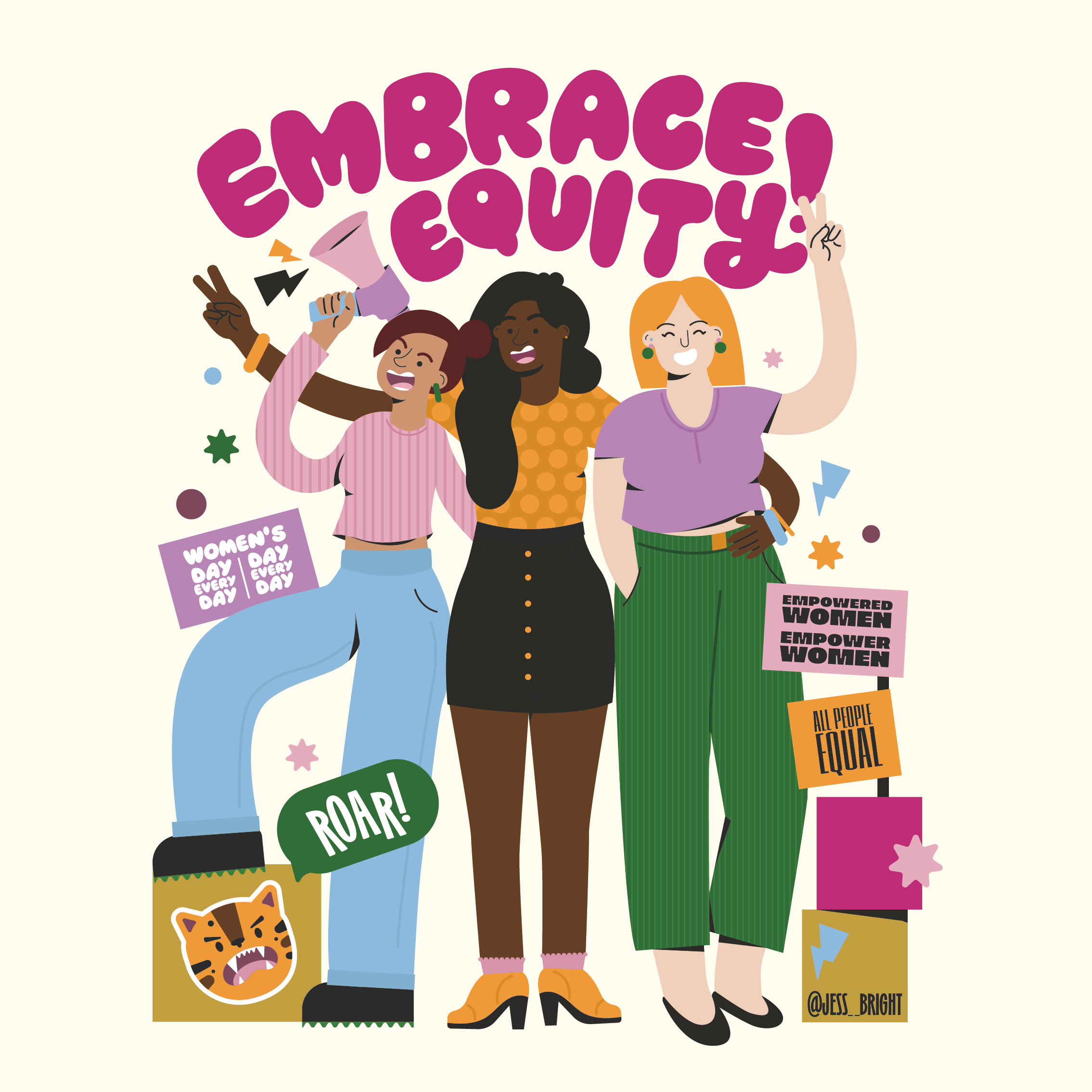 International Women’s Day 2023 character illustration colour design empowerment equity female graphic design hand drawn hand lettering illo illustration iwd type typography vector women