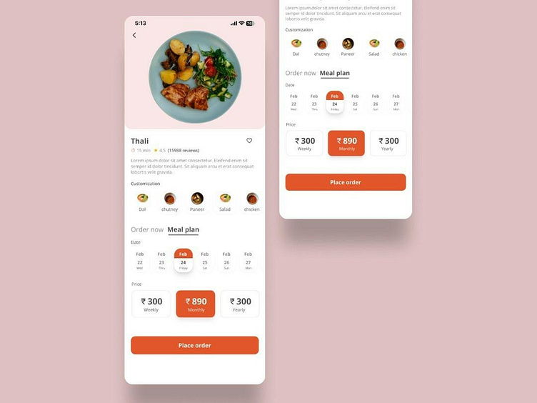 Food application design with meal plan by RajashreeG on Dribbble