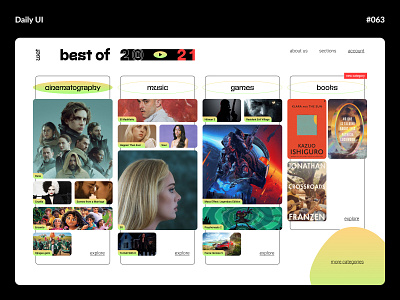 Best of 2021 — Daily UI #063 best of best of 2021 books challenge daily daily ui daily ui 063 dailyui dailyui 063 dailyui063 games movies music ui ux web