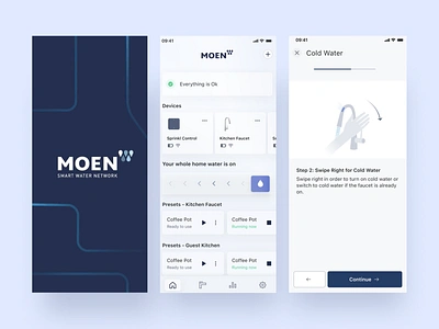 Moen Mobile App Redesign animation b2c clean consumer app design system mobile app motion graphics redesign ui