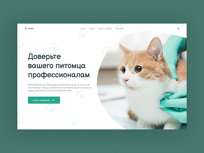 Pet clinic first page animal cat clinic design doctor page pet ui veterinair web