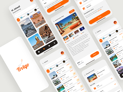 Trvlgo- Mobile App Design app design booking app design falconthought flight app mobile app tourism travel app travel booking travelling trip trip planner ui ux vacation website