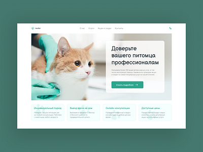 Pet clinic first page animal cat clinic design doctor page ui veterinair web