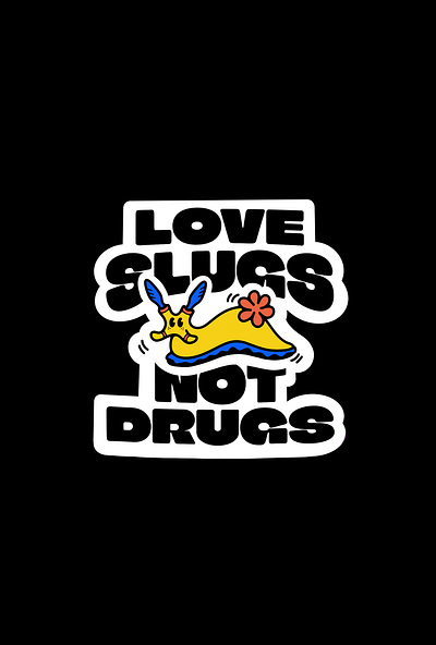 Love Slugs not Drugs animal black character design drug drugs illustration logo nudibranch ocean procreate seaslug slug slugs snail sticker stickers