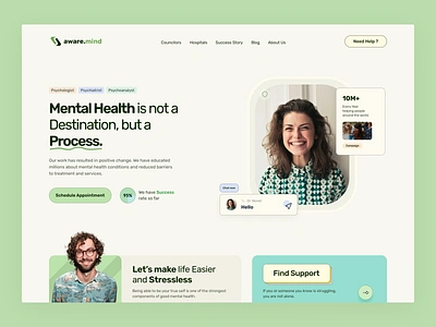 Aware Mind Mental Health Website Design agency creativework darkmode designidea designinspiration disorder govtwebsite herosection landingpage lightmode mentalhealth newandnoteworthy ngo selfcare therapist uiuxdesigner userexperience userinterface webd webdesign