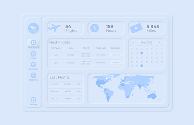 Flight Dashboard - Neumorphism accessibility testing agile method blue design branding dashboard design figma graphic design illustration illustrator logo neumorphism organization trending ui