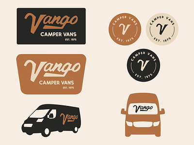Vango - Camper Van Branding & Badges brand identity branding camper van camping van graphic design logo outdoor van branding van company van company logo van life van logo vector