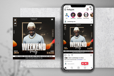 Weekend Party Event Instagram PSD Templates banner club flyer design event flyer flyer design instagram psd psd flyer psd template