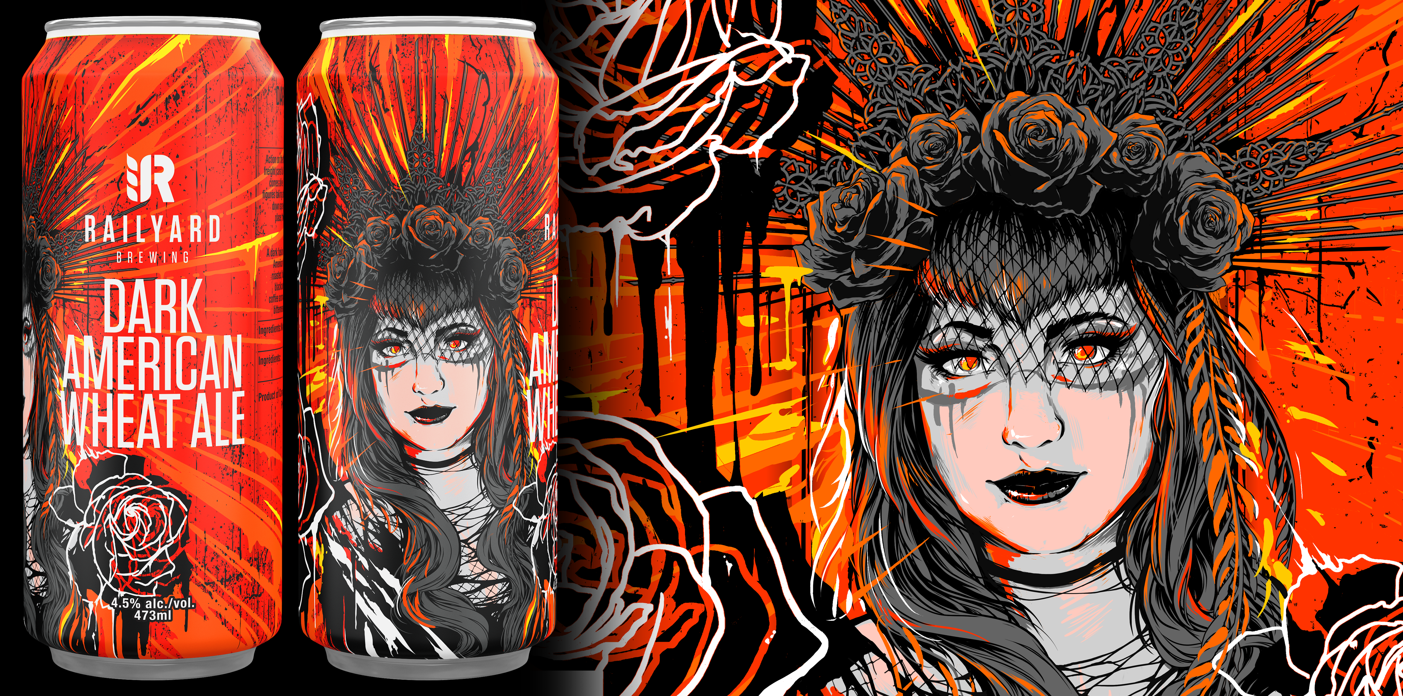 Railyard Brewing - Dark American White Ale beer beerart beerlabel design illustration label labeldesign mindkillerink mki