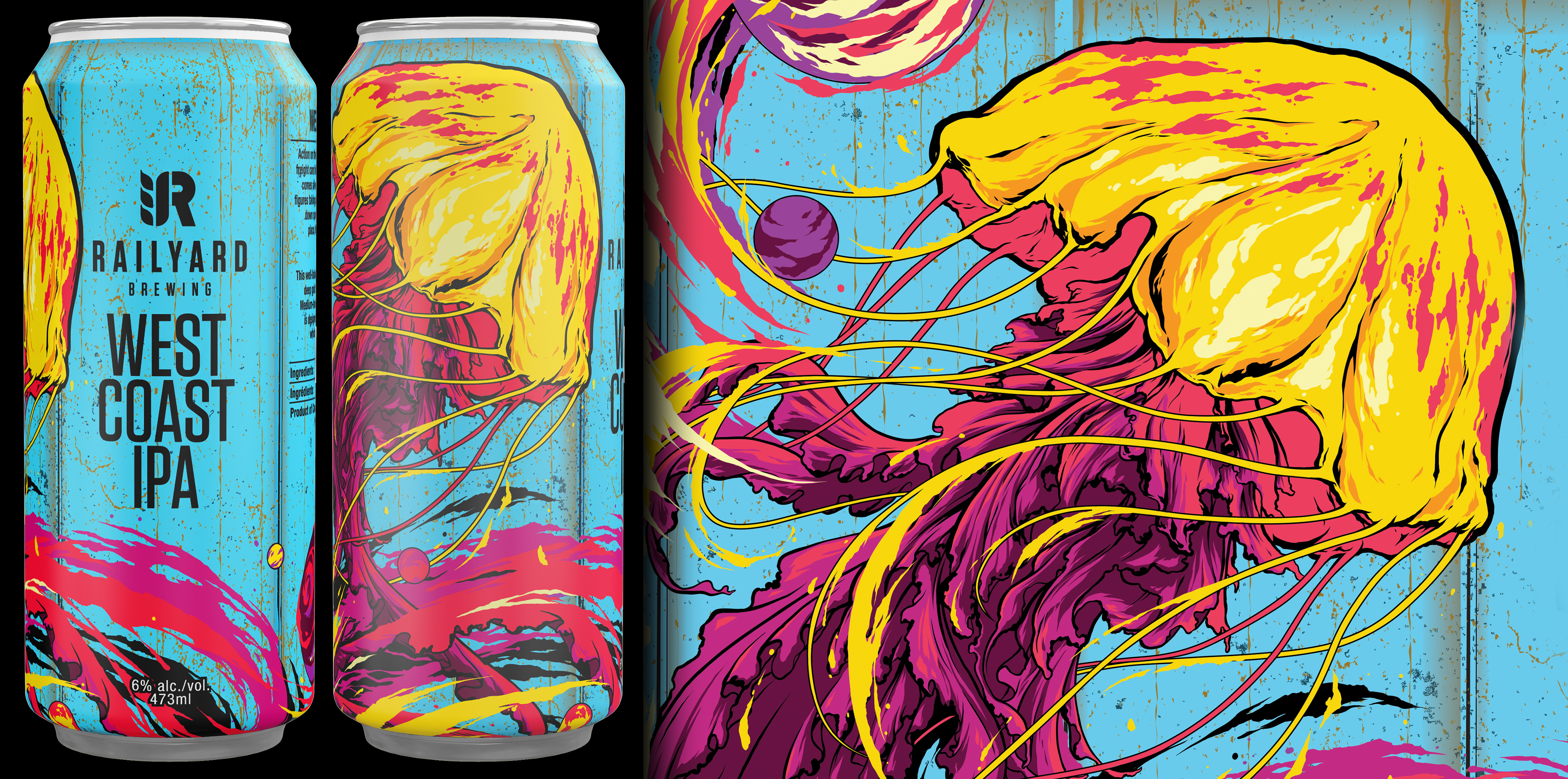 Railyard Brewing - West Coast IPA beer beerart beerlabel design illustration mindkillerink mki