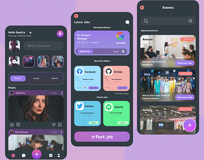 Social media design for women app appdesign design instagram job jobs linkdin ui uidesign uiux website women