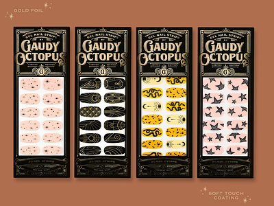 Branding + Web Design: Gaudy Octopus beauty blackletter brand branding design gothic illustration illustrator logo nail brand neo gothic packaging punk ui visual identity web design