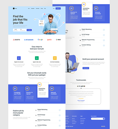 Hireup - Job landing page design find work graphic design hire hiring platform job job board job listing job search job seeker job vacancy job website landing page logo recruitment remote job uiux web design