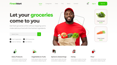 FinestMart - Grocery Store branding colour e commerce grocery store landing page typography ui webpage website