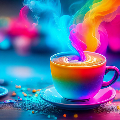 Coffee in a Colour Cup Made with Ai 3d ai ai artist animation art artist branding design graphic design illustration landscape logo motion graphics ui