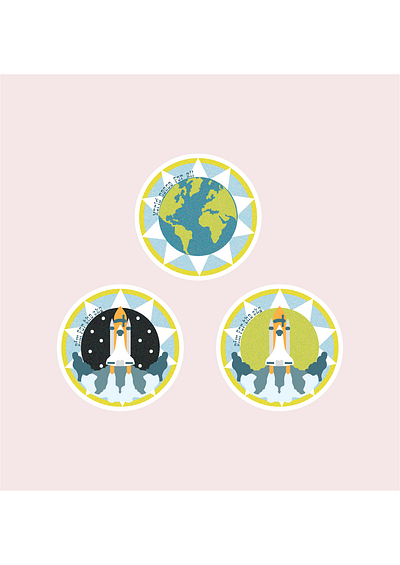 Rocket Earth - Retro Style earth graphic design icon illustrator kanna kanna izushi ciolkosz logo patch peace retro rocket rocket earth space