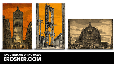 1890 Gilded Age of NYC illustrations. app architecture branding design illustration new york nyc poster