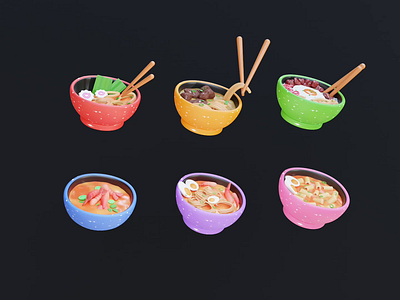 Asian Food 3D Animation 3d 3d animation 3d art 3d icon 3d illustration animation blender 3d cinema 4d delicious food motion graphics ramen uiux web design