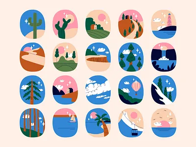 Natural landscapes design illustration vector