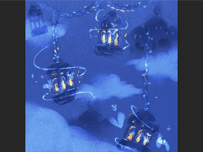 A Splendid Night background brush cloud dark dim editorial eid holy night illustration islam kareem lantern light moslem mosque muslim night painting ramadan ramadhan