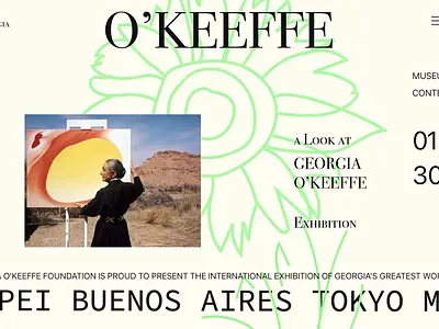 "A look at Georgia O'Keeffe Exhibition" Website. art art direction creative direction design motion graphics visual design web design