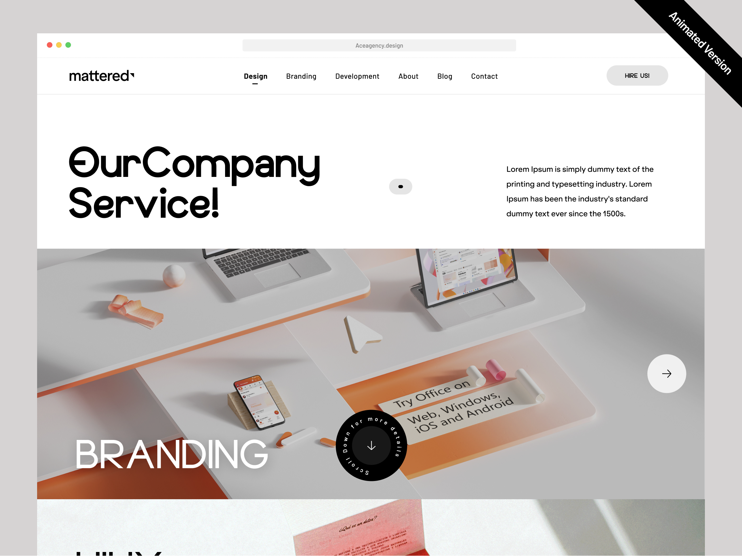 Our Service Page - Design Agency animation app branding company design design agency minimal motion motion design prototype service service page ui web website