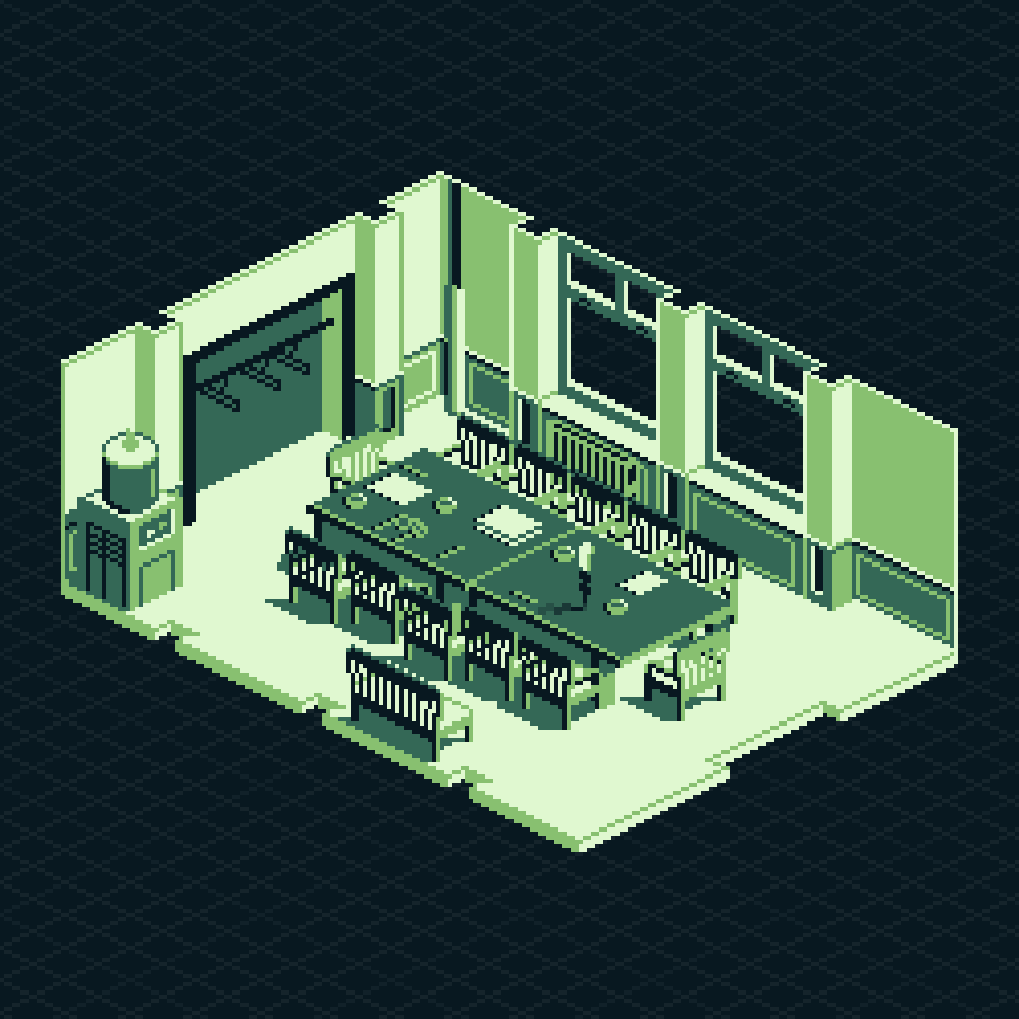 Jury Room (12 Angry Men) 8bit architectural architecture illustration interior isometric pixel art pixelart retro