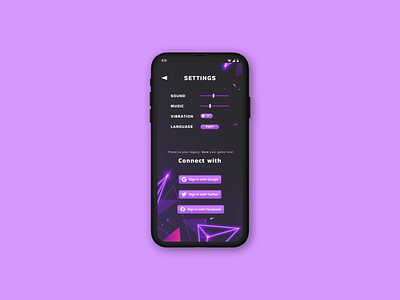 #7 Settings page 7 challenge daily challenge daily ui 07 daily ui 7 dailyui dailyui 7 dark theme design game mobile settings page ui vector violet