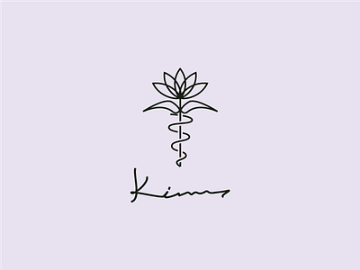Kimy Logo aesculapius branding caced flower graphic design illustration logo lotus typography