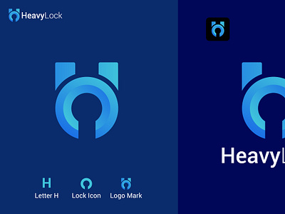 Letter H and Lock Icon combination Heavylock logo design 3d logo company logo creative logo graphic design heavylock logo letter logo lock icon logo logo design modern logo rafikhassan87