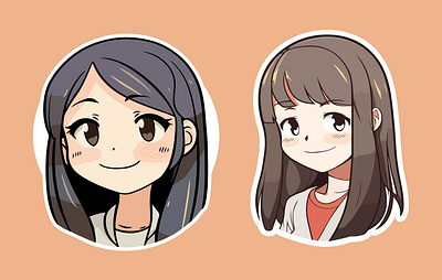 Anime Girl Sticker Design Manga Anime Sticker Kawaii style anime clipart