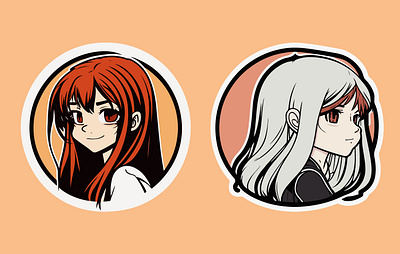 Anime Girl Sticker Design Manga Anime Sticker Kawaii style anime clipart