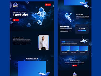 space theme landing page design for a programming course astronaut landing page programming space theme ui youtube