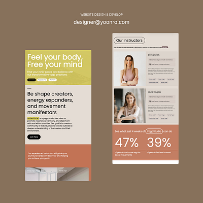 Yoga fitness website design&dev branding design frontend graphic design illustration logo ui ux vector webdesign