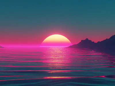 Synth Sea | AI Generated 3d ai graphic design illustration wallpaper